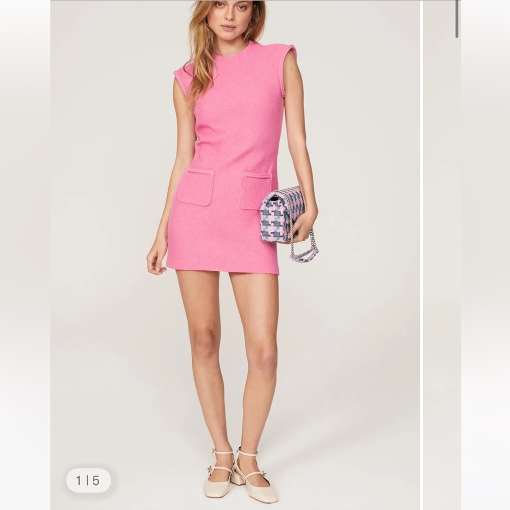 Maje Pink Tweed Mini Dress- Chanel Style